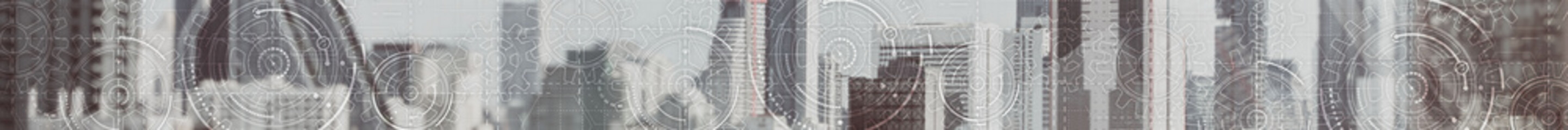 Wall Mural - horizontal technology background. headers website. mechanism, gears work.
