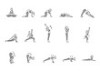 © IMM STUDIO - yoga pose for relief back pain, back stretching exercise icon set
