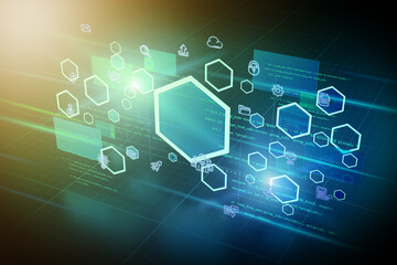 Hexagons abstract background illustration - 3d rendering
