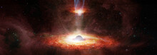 Spiral Galaxy Twins Black Hole. Elements Of This Image Furnished By NASA