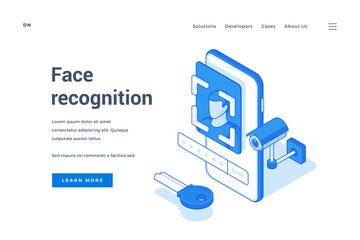 Wall Mural - banner for face recognition function on smartphone