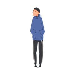 Sticker - Young Lonely Guy Standing Alone Aside at Concert Vector Illustration