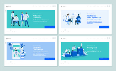 Wall Mural - set of web page design templates on medicine and health care. vector illustrations for website desig