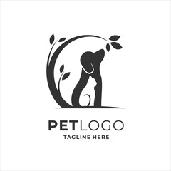 Dog and cat animal pet logo template