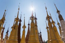 Shwe Indein Pagoda, Buddhist Pagodas In The Village Of Indein, Inle Lake In Shan State, Myanmar