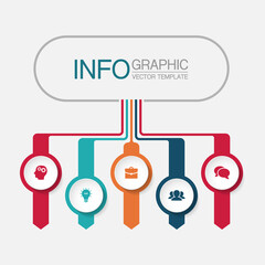 Vector infographic template with 5 steps or options. Data presentation, business concept design for web, brochure, diagram.