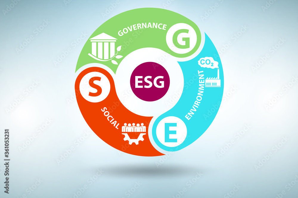 ESG concept as environmental and social governance Stock Illustration ...