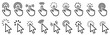 Hand clicking icon collection.Pointer click icon. Hand icon design.Set of Hand Cursor icons click and Cursor icons click. Click cursor icon.