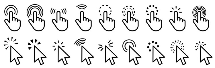 Wall Mural - hand clicking icon collection.pointer click icon. hand icon design.set of hand cursor icons click an