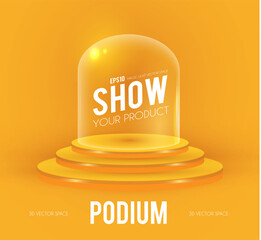 Wall Mural - round podium. scene, pedestal and 3d platform with gold glitter effect. advertising, award and win d