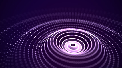 Leinwandbilder - Music and sound splash with ripples. Flowing round round wave with dots. 3d rendering.