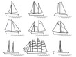isolated white silhouette sail boat vector design element for symbols icon, web, pattern, background etc.