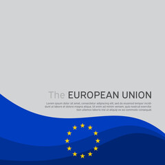 Wall Mural - Cover, banner in the colors of the European Union. Background - wavy flag of the European Union. Cover design, business booklet, flyer, poster. Vector illustration