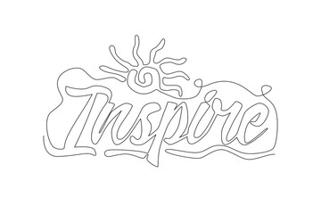 Wall Mural - one single line drawing of cute and inspiring typography quote - inspire. calligraphic design for pr