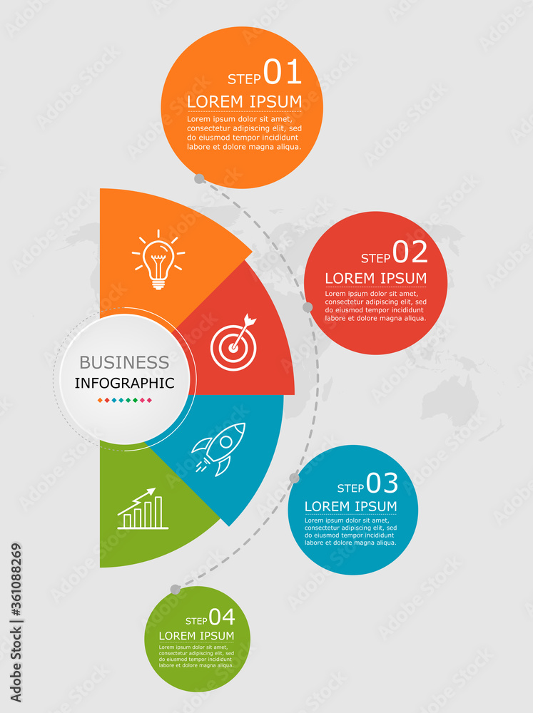 Business infographic Vector with 4 steps. Use for presentation ...