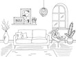 © aluna1 - Living room graphic black white home interior sketch illustration vector