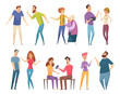 © ONYXprj - People talking. Conversation crowd communication characters persons group vector illustrations. Social communication, talk and discussion