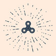 Black Fidget spinner icon isolated on beige background. Stress relieving toy. Trendy hand spinner. Abstract circle random dots. Vector Illustration.