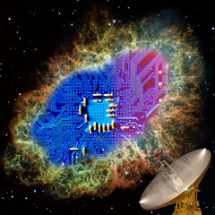 Photography on the topic of radio electronics.   Elements of this image are provided by NASA