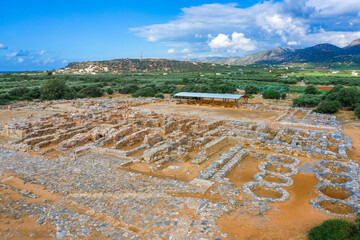 Fototapete - Aerial view of the ruins of the Minoan palace in Malia, Crete, Greece