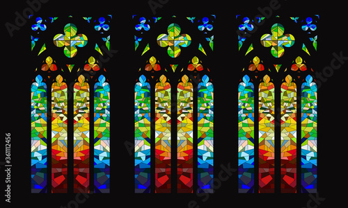 Fotografía Stained Glass Windows, Cathedral Mosaic Stylization