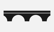 Retro bridge isolated black and white vector icon.