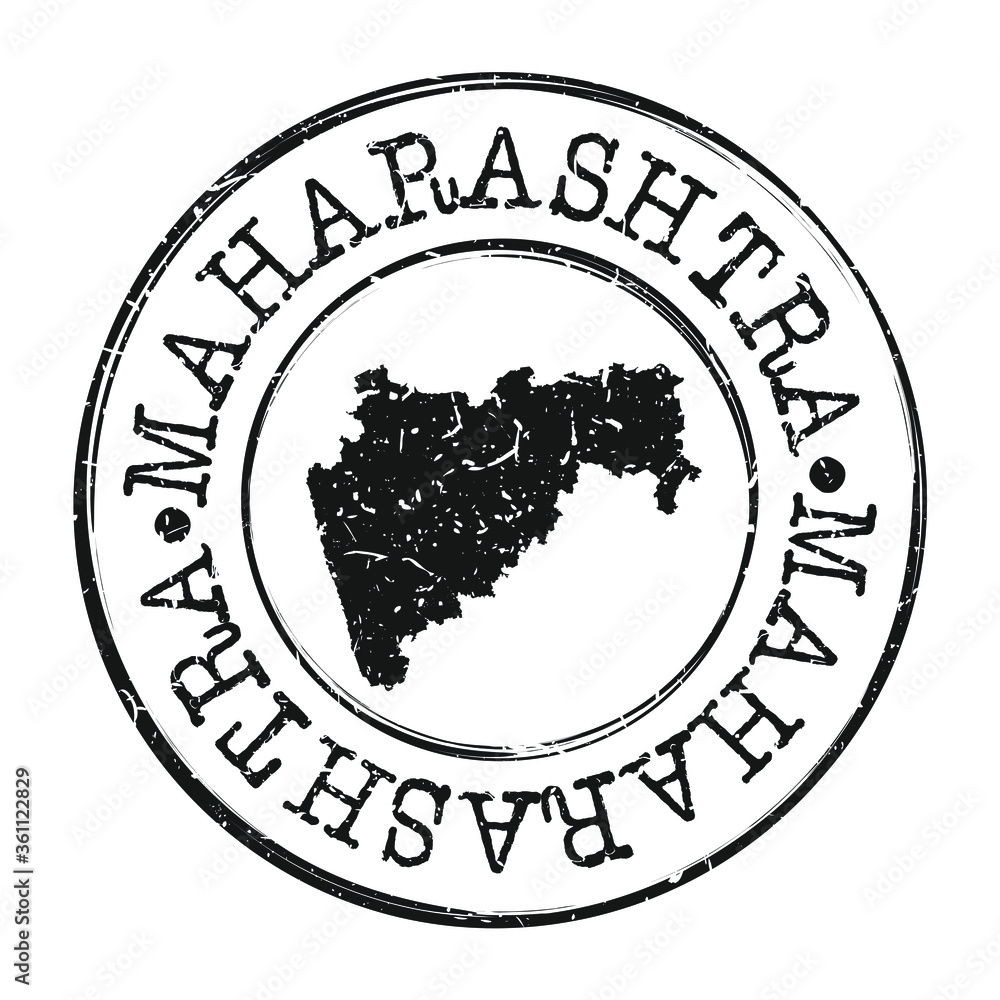 Maharashtra India Map Postmark. Silhouette Postal Passport. Stamp Round ...