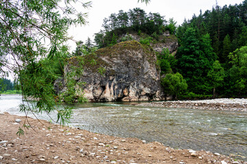 Bialka river in Poland near Tatry mountains in the background