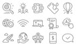 © blankstock - Set of Technology icons, such as Ab testing, Swipe up. Diploma, ideas, save planet. Smartphone payment, Wifi, Smartphone sms. Approved message, Seo gear, Air balloon. Vector