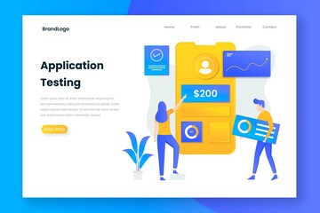 Wall Mural - people testing application illustration concept. illustration for websites, landing pages, mobile ap