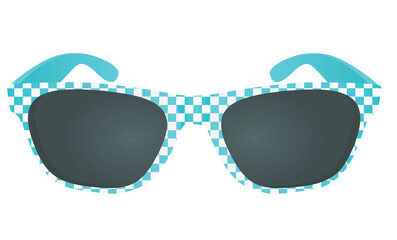 Wall Mural - Checkered blue sunglasses. vector illustration