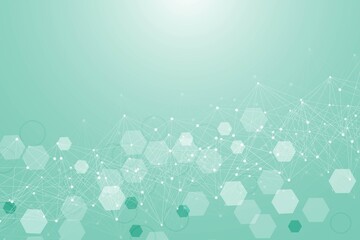 Wall Mural - hexagonal abstract background. big data visualization. global network connection. medical, technolog