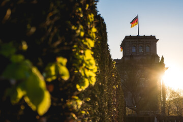 Wall Mural - german federal parliament during sunset