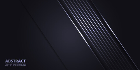 Wall Mural - Abstract black background with white light line on blank space. Dark, luxury, futuristic, modern, technology background.