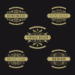 Wall Mural - Vector set of calligraphic logo templates in vintage style