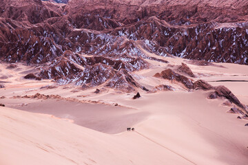 landscape of death valley / mars valley with sand, red rock range and white salt layer #4