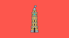 Lighthouse Clock Tower Faro. Outline Ecuador Guayaquil City Cityscape Monument Symbol Building. Vector Illustration Linear Art Design. Business Travel And Tourism Concept With Historic Architecture.
