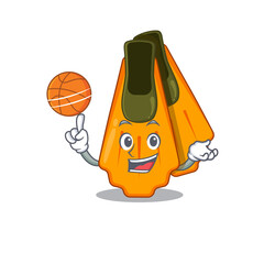 Sticker - An athletic swim fins cartoon mascot design with basketball