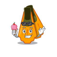 Sticker - A Caricature design concept of swim fins with cone ice cream