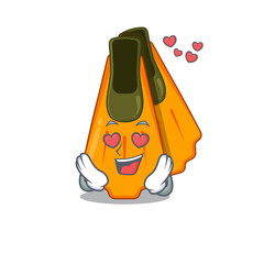 Sticker - A passionate swim fins cartoon mascot concept has a falling in love eyes