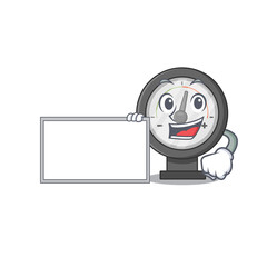 Sticker - Cartoon character style of pressure gauge holding a white board