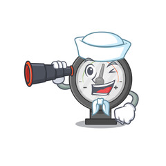 Sticker - A cartoon image design of pressure gauge Sailor with binocular