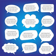 © sticker2you - White blank speech bubbles, thinking balloon set on blue background.