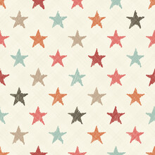 Abstract Retro Seamless Pattern With Stars On Diagonal Texture Background. Seamless Stars Texture. Vector Art. 