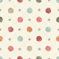 Poster - Seamless pattern with hand drawn colorful polka dots on texture background. Endless pattern can be used for ceramic tile, wallpaper, wrapping paper, invitation card, textile, web page background