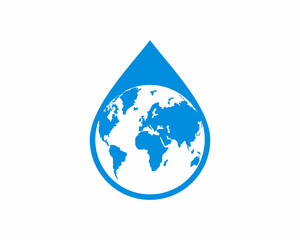 Sticker - Water drop with globe earth inside