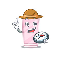 Sticker - Perfume mascot design style of explorer using a compass during the journey