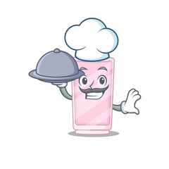 Poster - mascot character style of perfume chef serving dinner on tray