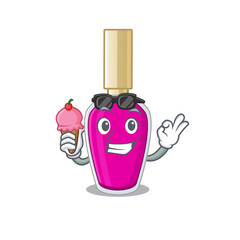 Poster - A Caricature design concept of pink nail polish with cone ice cream