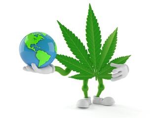 Poster - Cannabis character holding world globe